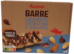 AUCHAN BARRE CACHAUÈTE, CHOCOLAT NOIR & AMANDE AUCHAN BARRE CACHAUÈTE, CHOCOLAT NOIR & AMANDE